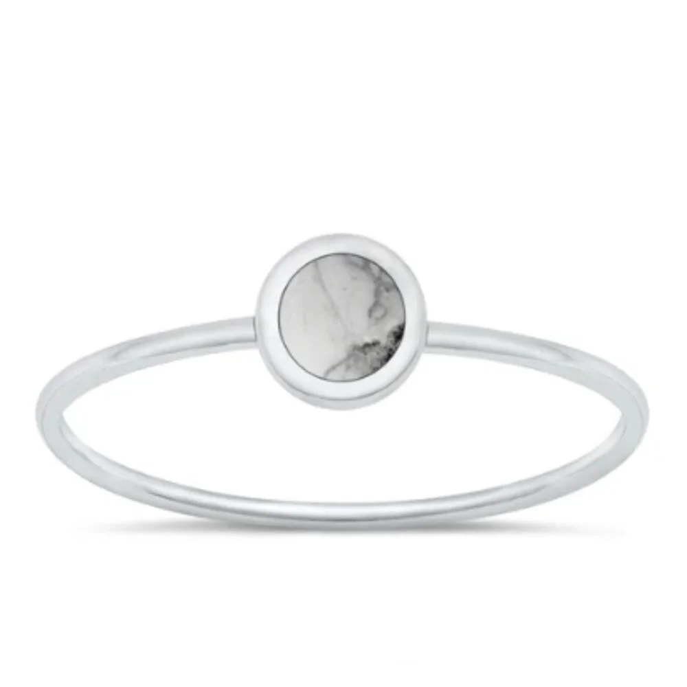 925 Sterling Silver White Buffalo Turquoise Ring w/ polishing cloth Size 7 NEW
